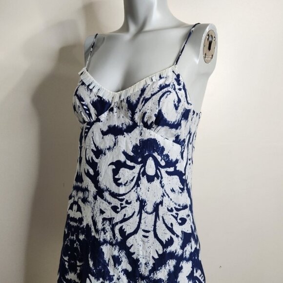 Velvet by Graham Spencer Blue and White Silk Slip Mini Dress Size Small - Picture 10 of 13